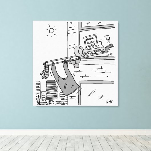 Funny Trombone Player Musician Canvas Afdruk (Insitu (Houten vloer))