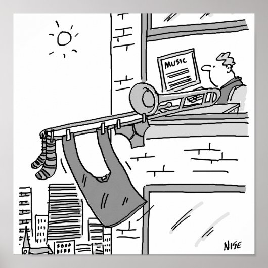 Funny Trombone Player Musician Poster (Voorkant)