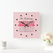 Funny Tropical Flamingo Kitchen Clocks Vierkante Klok (Huis)