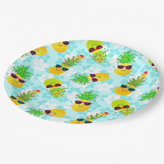 Funny Tropical Kerstanananas Papieren Bordje (Gekanteld)