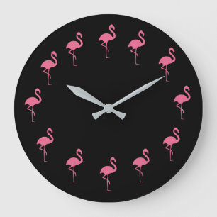 Funny Tropical Pink Flamingos Grote Klok