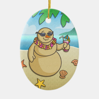 Funny Tropical Snowman Holiday Keepomwille Ornamen Keramisch Ornament
