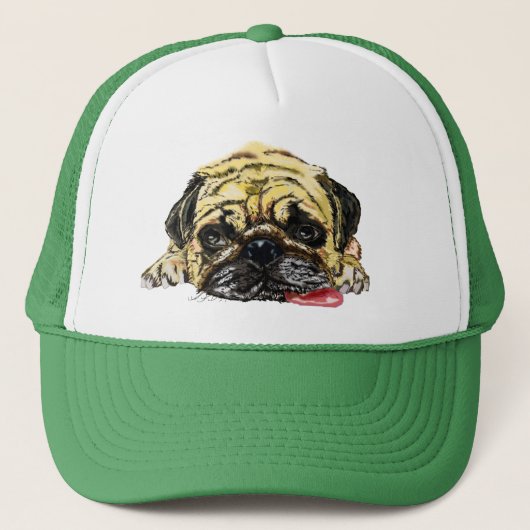 Funny Trucker Hat met Pug Dog Pet (Voorkant)