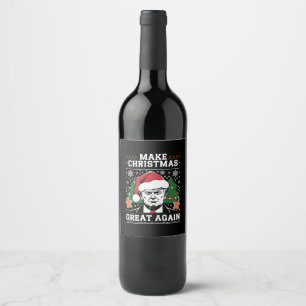 Funny Trump 2024 maakt kerst weer geweldig Wijn Etiket