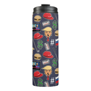 Funny Trump, Burgers, Golf, Rusland, Fake News Thermosbeker