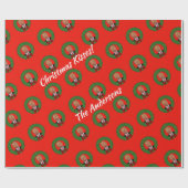 Funny Trump Pucker en Green Wreate Kerstmis Cadeaupapier (Vlak)