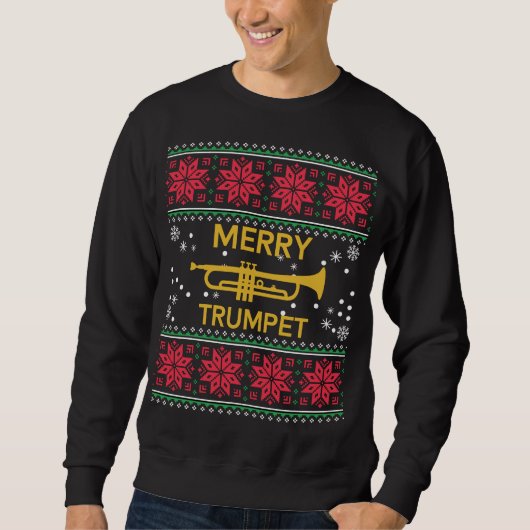 Funny Trumpet Ugly KerstSweater Trui (Voorkant)