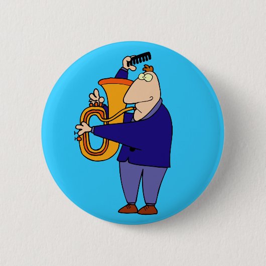 Funny Tuba Player Button (Voorkant)
