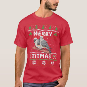 Funny Tufted Titmouse Merry Titmas Gift Bird watch T-shirt