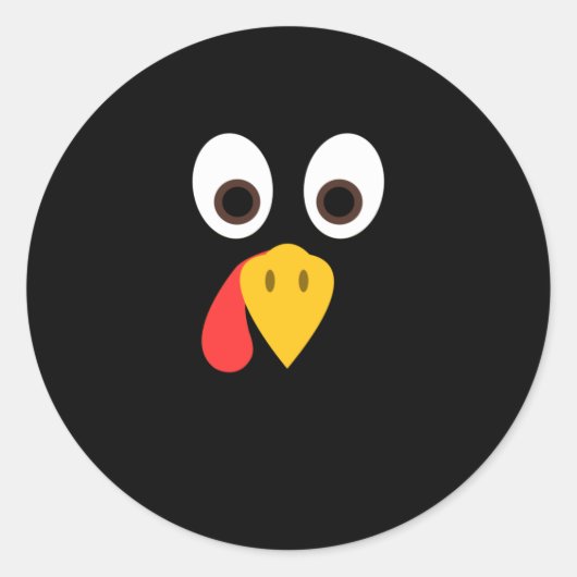 Funny Turkey Face Thanksgiving Ronde Sticker (Voorkant)