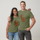 Funny Turkey Hand Thanksgiving Retro Green T-shirt (Unisex)