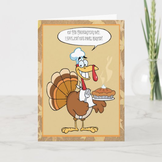 Funny Turkey Happy Thanksgiving Serving Pie Kaart (Voorkant)