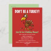 Funny Turkey Holiday Dinner Invitation Briefkaart (Voorkant / Achterkant)