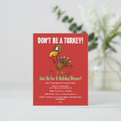 Funny Turkey Holiday Dinner Invitation Briefkaart (Staand voorkant)