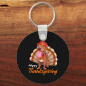 Funny Turkey Pitbull Dog Maple Leaf Herfst Vibes T Sleutelhanger (Voorkant)