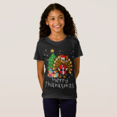 Funny Turkey Santa Merry Thanksmas Kerstdank T-shirt (Voorkant volledig)