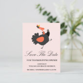 Funny Turkey Save the Date Thanksgiving Briefkaart (Staand voorkant)
