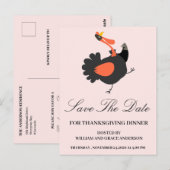 Funny Turkey Save the Date Thanksgiving Briefkaart (Voorkant / Achterkant)
