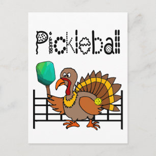 Funny Turkey Speel Pickleball Thanksgiving Briefkaart
