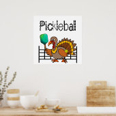Funny Turkey Speel Pickleball Thanksgiving Poster (Keuken)