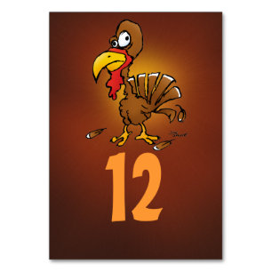 Funny Turkey Table Number Kards Kaart