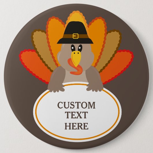 Funny turkey Thanksgiving aangepaste tekst Ronde Button 6,0 Cm (Voorkant)