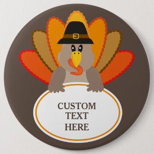 Funny turkey Thanksgiving aangepaste tekst Ronde Button 6,0 Cm