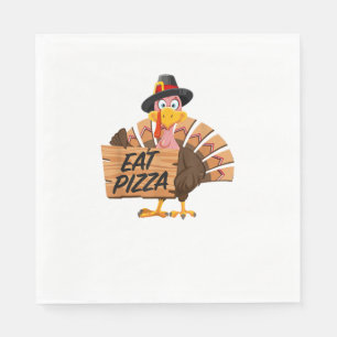 Funny Turkey Thanksgiving Eat Pizza Vegan Pilgrim Servet