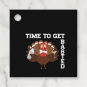 Funny Turkey Time To Get Basted Thanksgiving Bedankjes Labels (Voorkant)