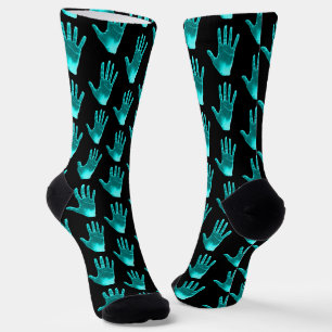 Funny Turquoise Hand Pattern Sokken