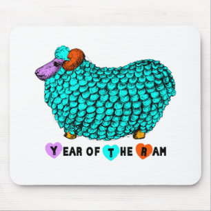 Funny Turquoise Ram Chinese Year Zodiac Mousepad Muismat