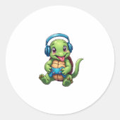 Funny Turtle Gamer Gaming Turtles Video Game (1) Ronde Sticker (Voorkant)