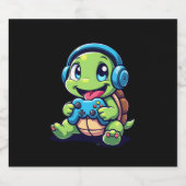 Funny Turtle Gamer Gaming Turtles Video Game (1) Sparkling Wijnetiket (Enkel label)