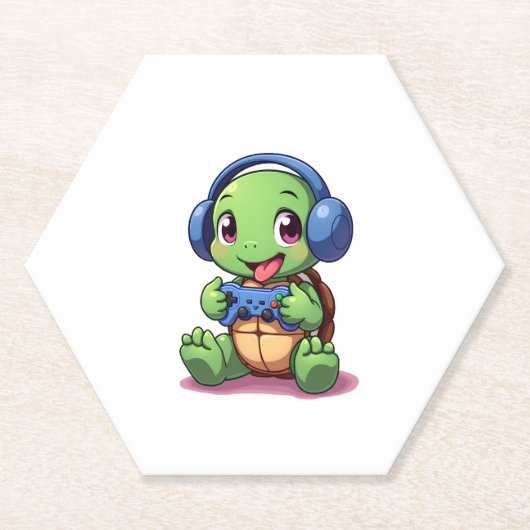 Funny Turtle Gamer Gaming Turtles Video Game (2) Kartonnen Onderzetters (Voorkant)