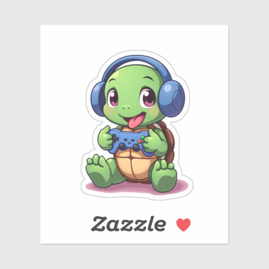 Funny Turtle Gamer Gaming Turtles Video Game (2) Sticker (Vel)