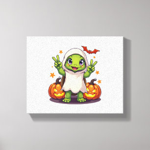 Funny Turtle Ghost Pumpkin Boo Halloween Kinder Ma Canvas Afdruk