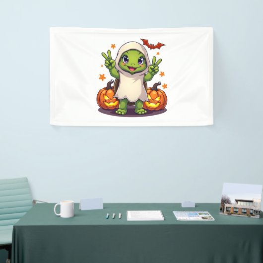 Funny Turtle Ghost Pumpkin Boo Halloween Kinder Ma Spandoek (Beurs)