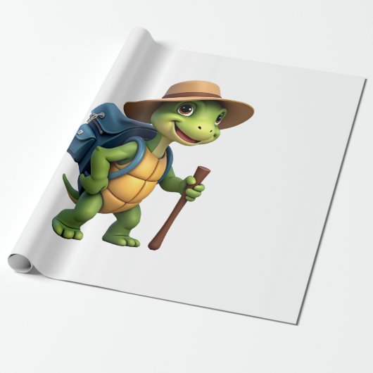 Funny Turtle Hiking Graphic Camping Lover Adventur Cadeaupapier (Uitgerold)