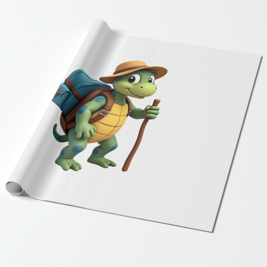 Funny Turtle Hiking Graphic Camping Lover Adventur Cadeaupapier (Uitgerold)