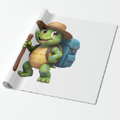 Funny Turtle Hiking Graphic Camping Lover Adventur Cadeaupapier (Uitgerold)