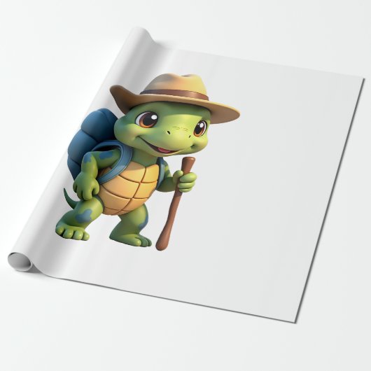 Funny Turtle Hiking Graphic Camping Lover Adventur Cadeaupapier (Uitgerold)