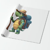 Funny Turtle Hiking Graphic Camping Lover Adventur Cadeaupapier (Uitgerold)
