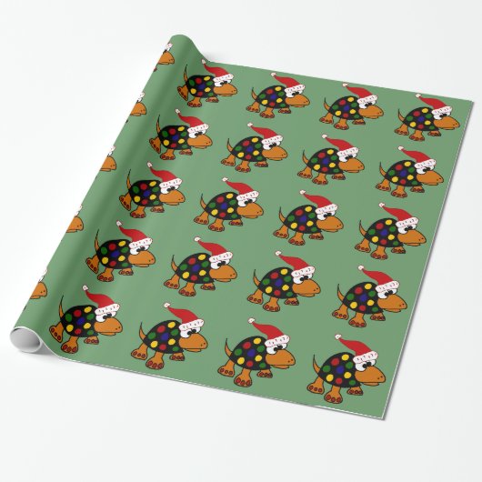 Funny Turtle in Santa Hat-kerstkunst Cadeaupapier (Uitgerold)