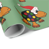 Funny Turtle in Santa Hat-kerstkunst Cadeaupapier (Rol Hoek)