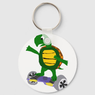 Funny Turtle on Hoverboard Original Art Sleutelhanger
