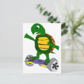 Funny Turtle on Hoverboard Originele Kunst Briefkaart (Staand voorkant)