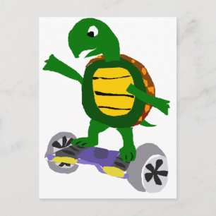 Funny Turtle on Hoverboard Originele Kunst Briefkaart