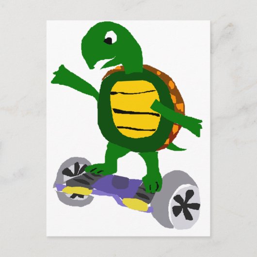 Funny Turtle on Hoverboard Originele Kunst Briefkaart (Voorkant)