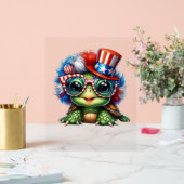 Funny Turtle Patriotic USA Vlag Zonnebril Acryl Bord (Huwelijk)