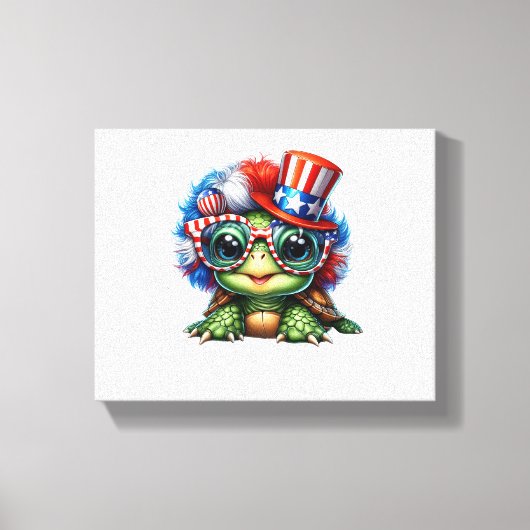Funny Turtle Patriotic USA Vlag Zonnebril Canvas Afdruk (Voorkant)